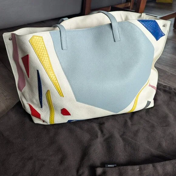 Akris Ai Medium Leather Shoulder Tote Special Edition Avant Garde Patchwork - Picture 10 of 16